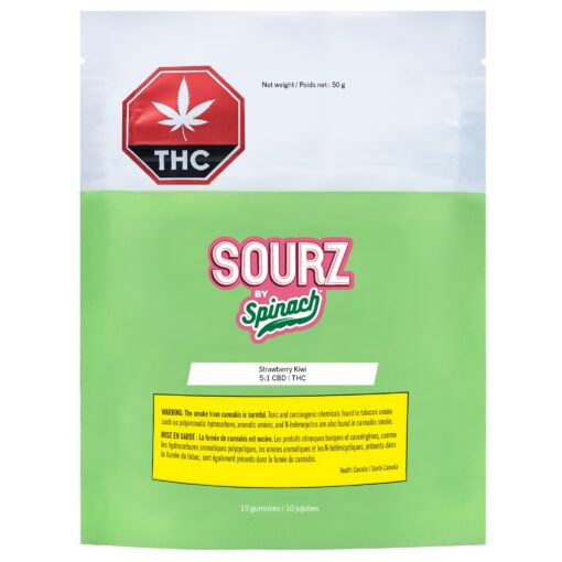 Sourz by Spinach : STRAWBERRY KIWI 5:1 CBD+THC GUMMIES